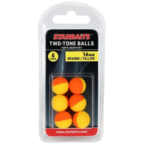 Starbaits Two Tones Balls 14mm oranžová/žlužá (plávajúca gulička)