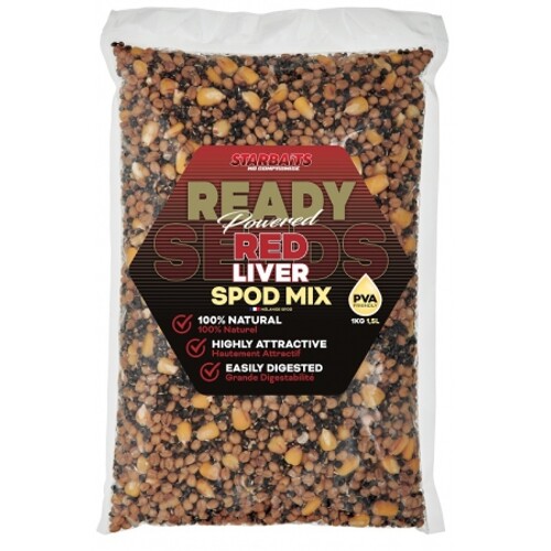 Starbaits Ready Seeds Red Liver Spod Mix (zmes partiklu) 1kg